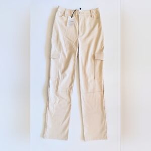 Bagatelle Collection Faux Leather Straight Leg Cargo Pants Ivory Womens XS